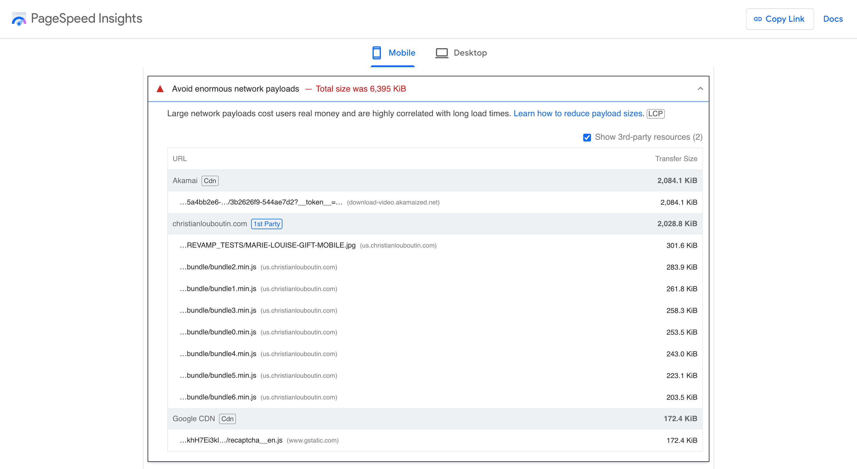 Network Payloads