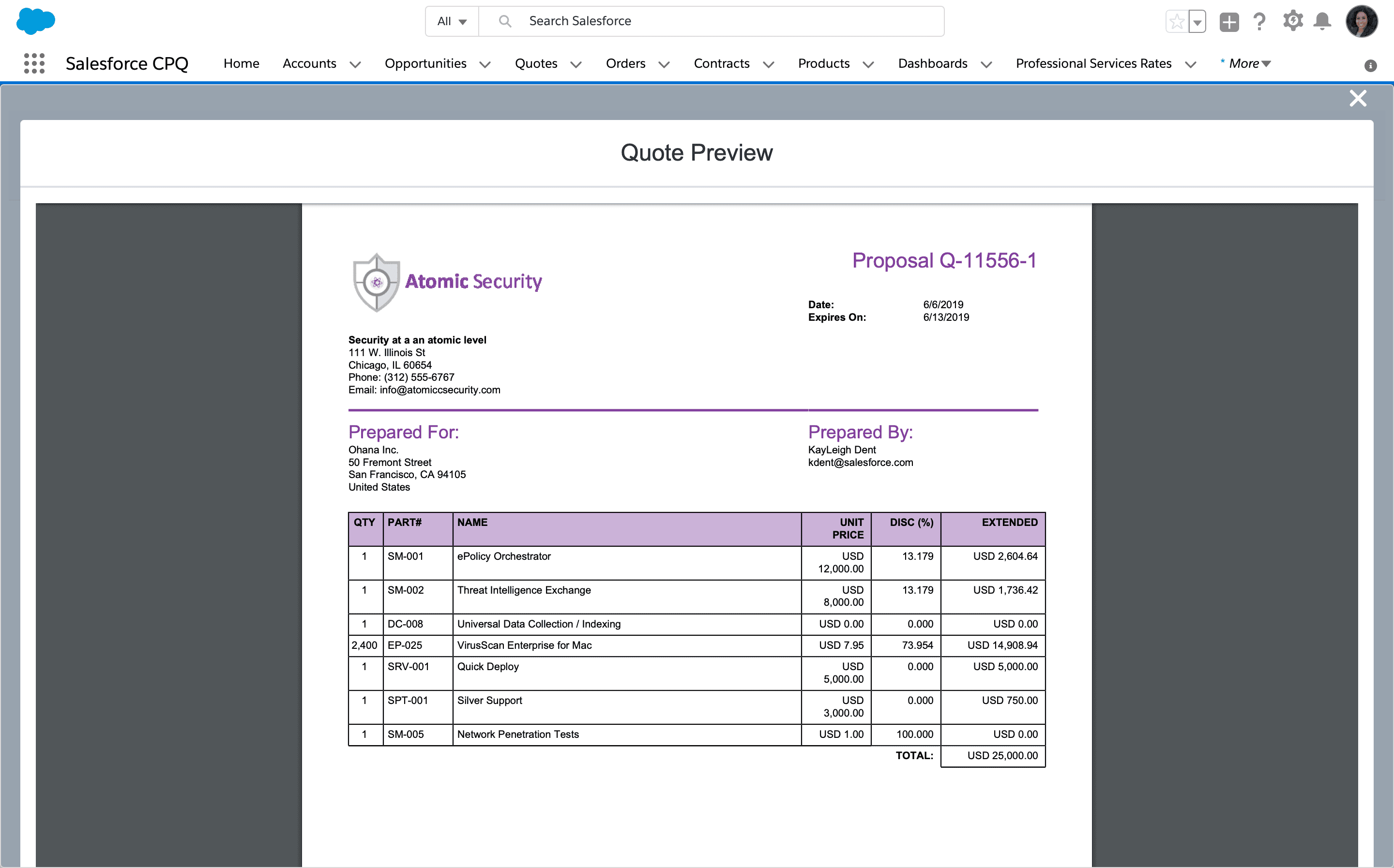 Salesforce CPQ Quote