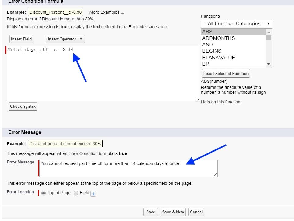 salesforce validation rules