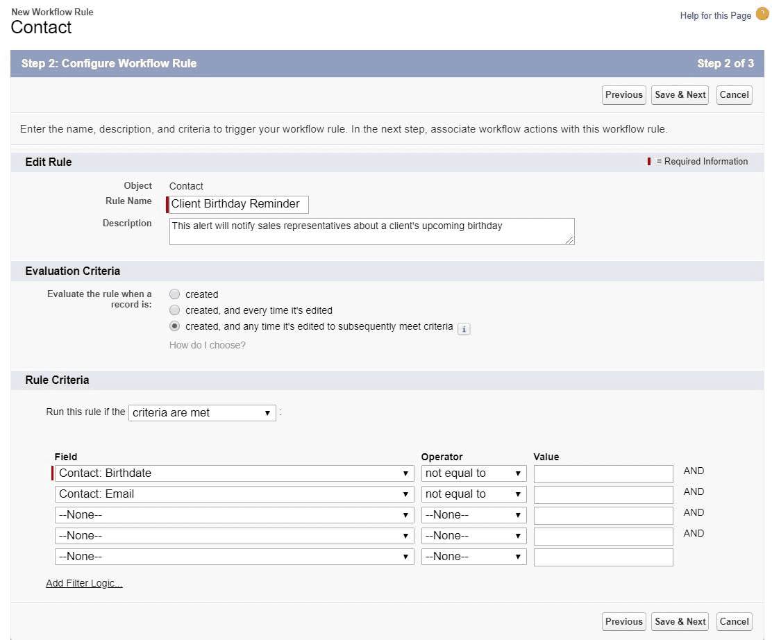 workflow rule birthday