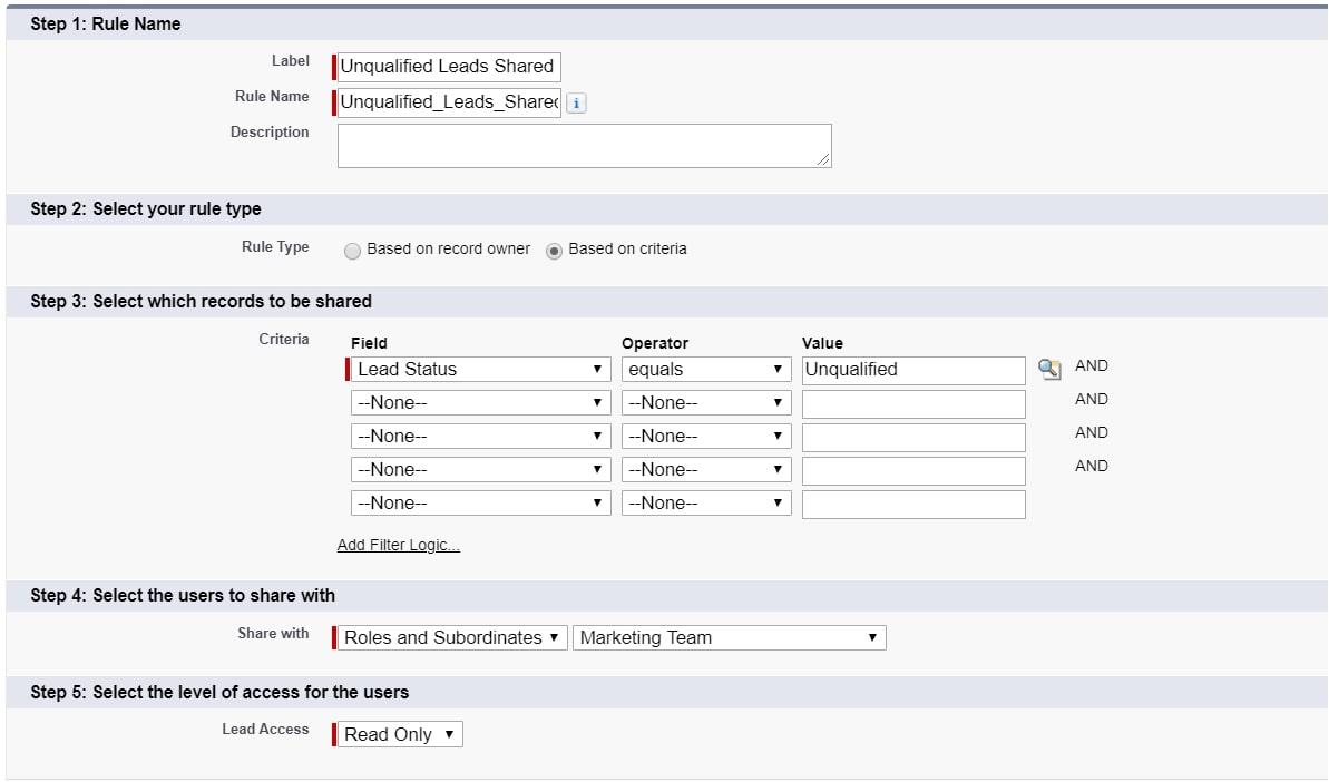 Creating a sharing rule in Salesforce