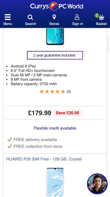 Currys PC World Category page screenshot 10