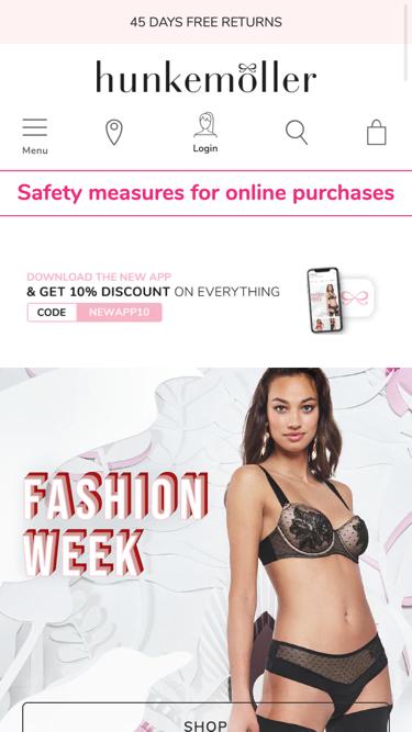 Hunkemoller homepage screenshot 1