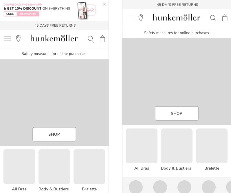 PWA prototype by Onilab for the Hunkemoller homepage 1