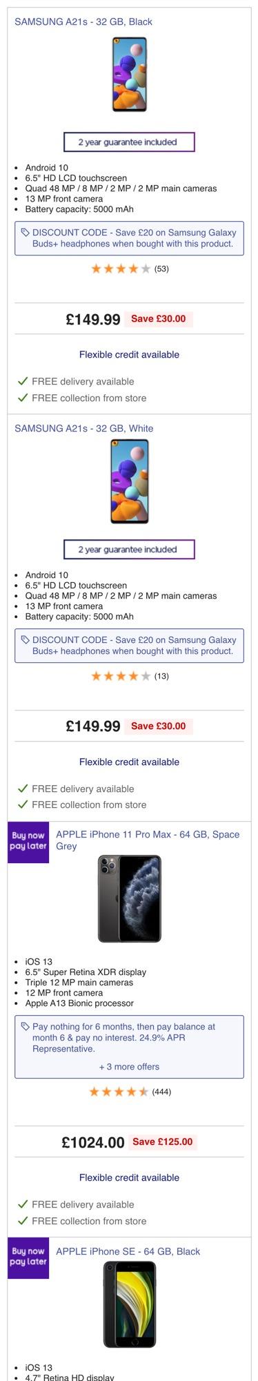 Currys PC World Category page screenshot 2