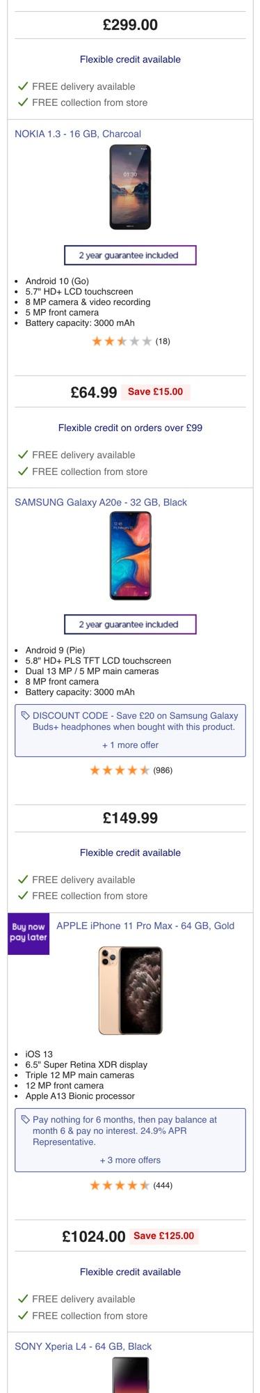 Currys PC World Category page screenshot 6