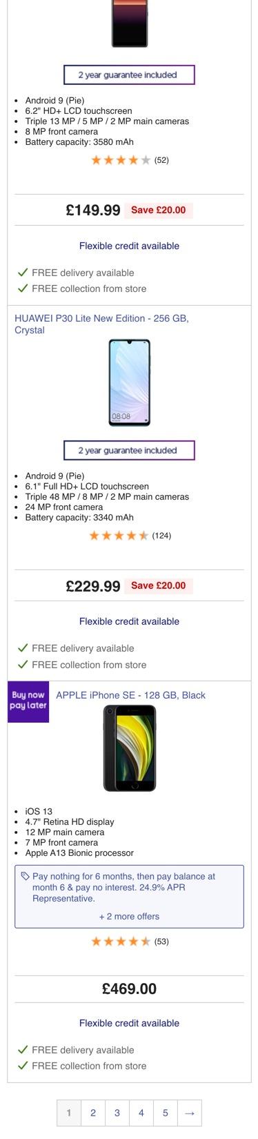 Currys PC World Category page screenshot 7