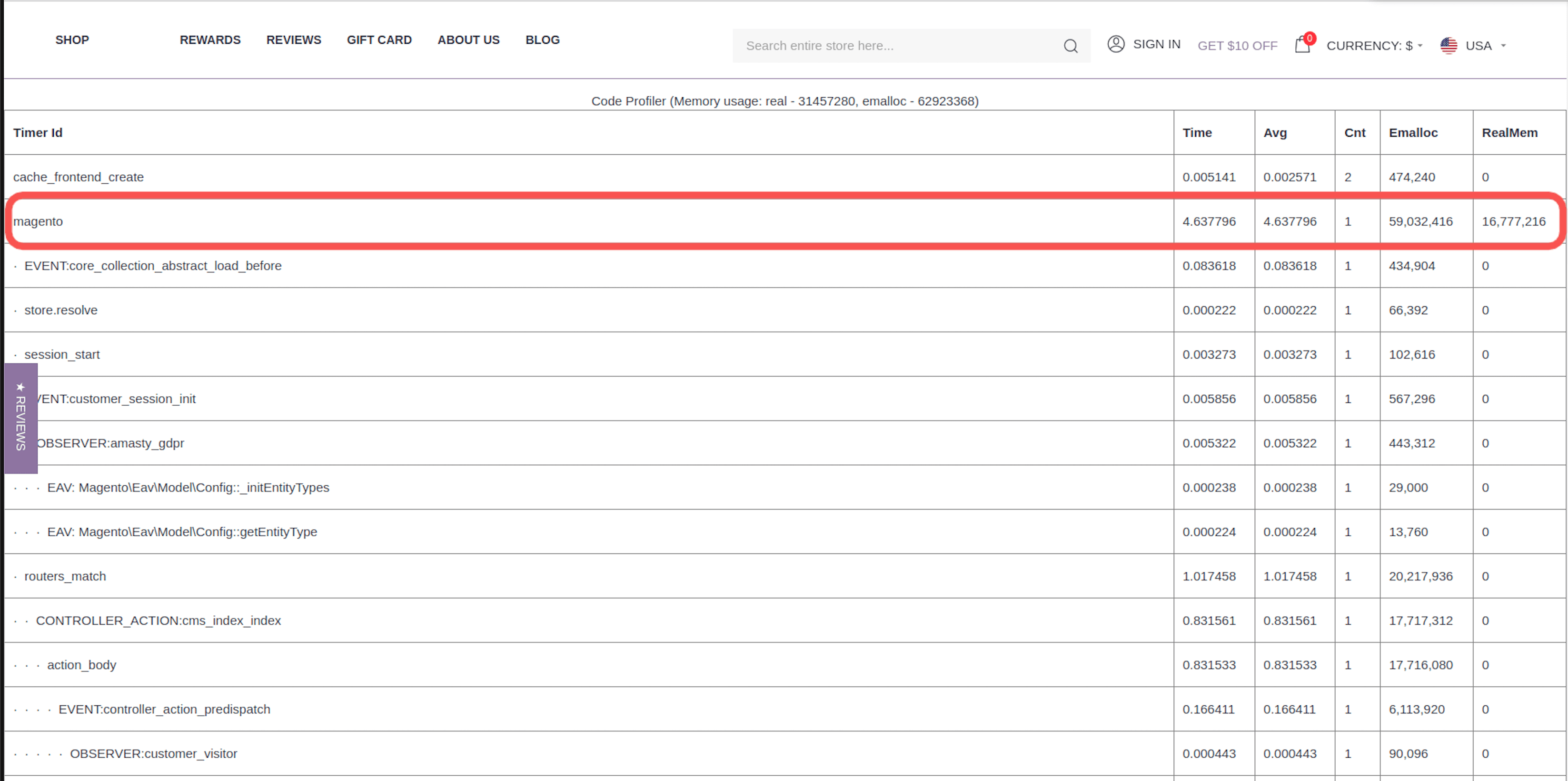 Magento profiler for finding TTFB bottlenecks