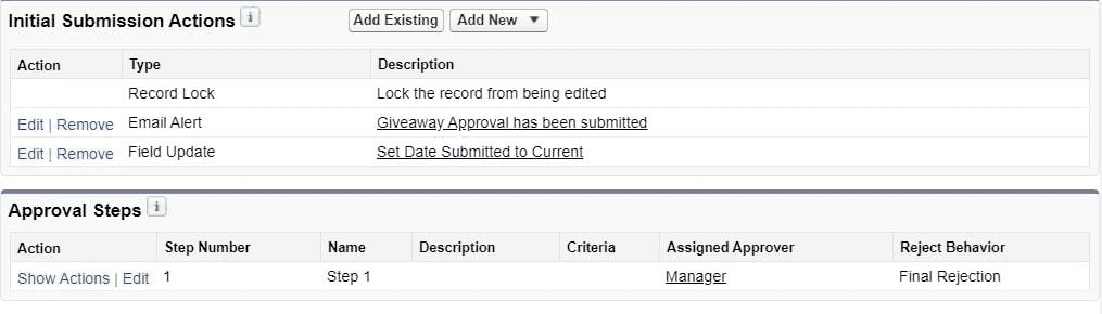 Configuring Initial Submission Actions in a Salesforce approval process